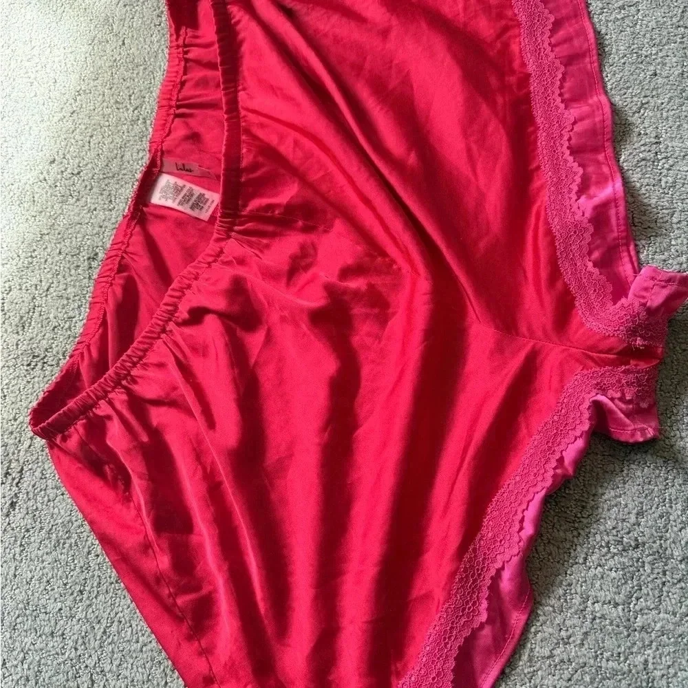 Lulus Two Piece Sleep Set Red Pink Lingerie Two Toned Womens XL Sensual - Picture 8 of 12